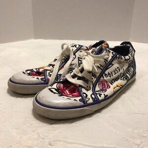 COACH "Barrett"‎ white & blue signature design shoes size 10B